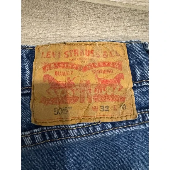 Levi's 505 Men's Jeans W32 L30 Blue Straight Leg Regular Fit Zip Fly Denim - Picture 3 of 6